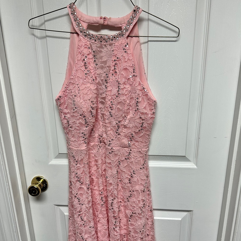 B Darlin Pink Lace Dress with Sparkling Accents